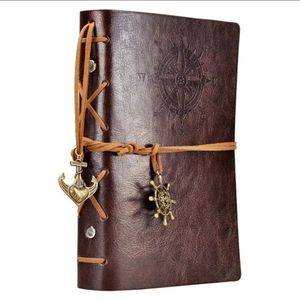 NEW Journal Vintage Nautical Pirate Anchors Pendant, Notepad,Vegan Leather Retro